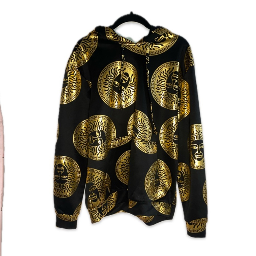 DRILL CLOTHING NYC Men's Hoodie Medusa Black Metallic Gold Size Medium NWT